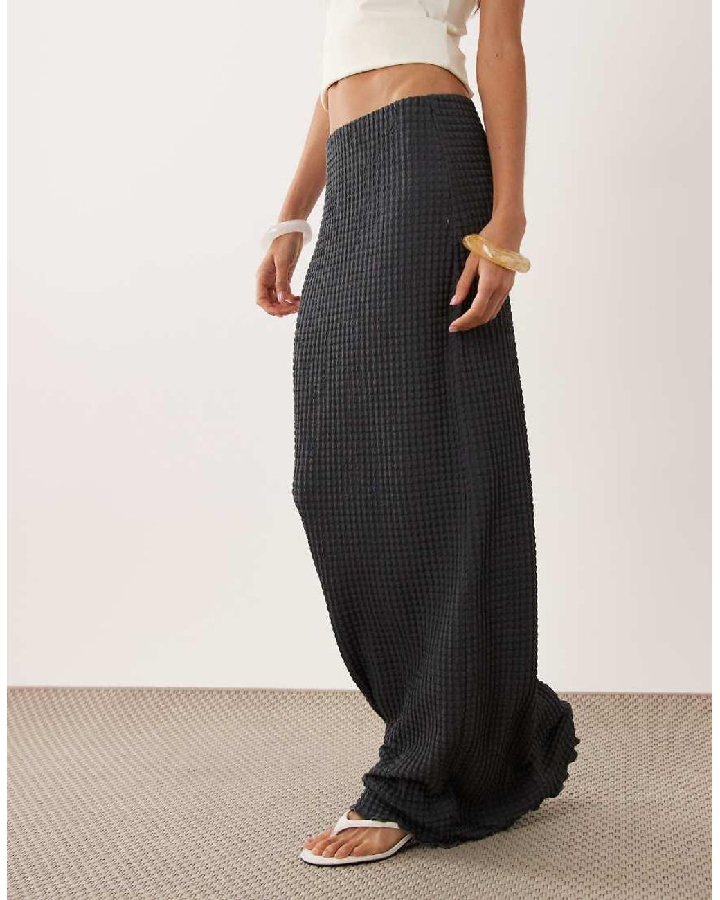 ASOS Black Mix & Match Textured Maxi Skirt