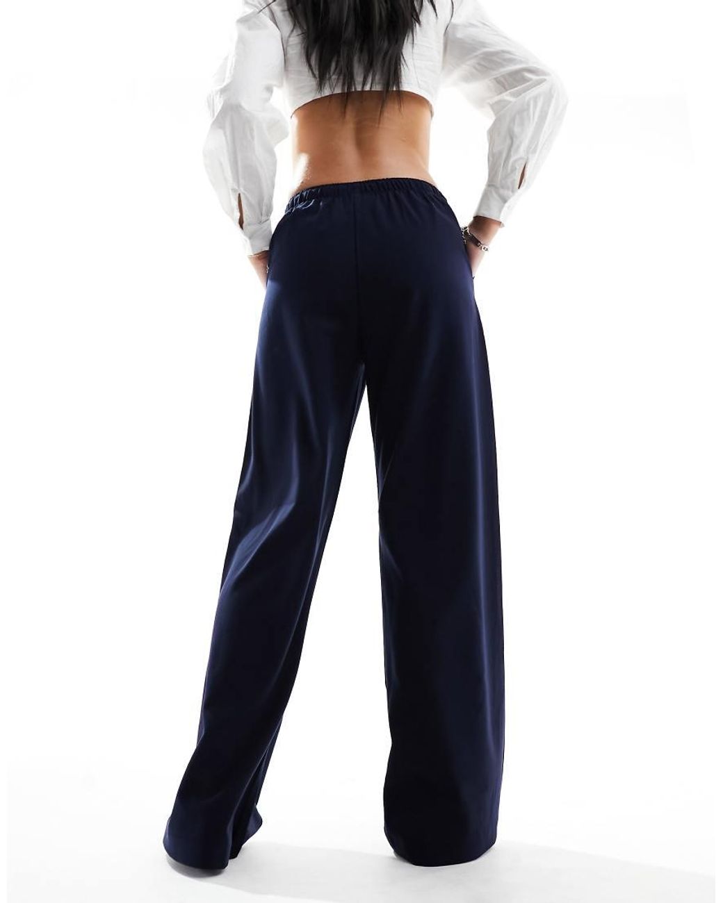 Stradivarius Blue Tailored Pull On Trouser