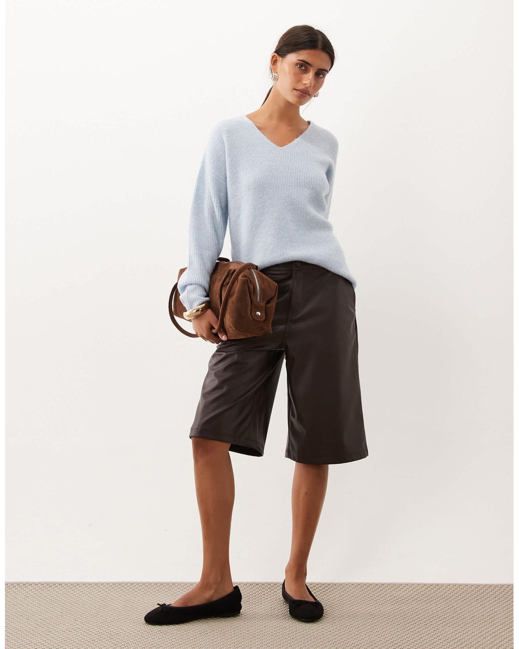 Threadbare White Strukturierte bermudashorts