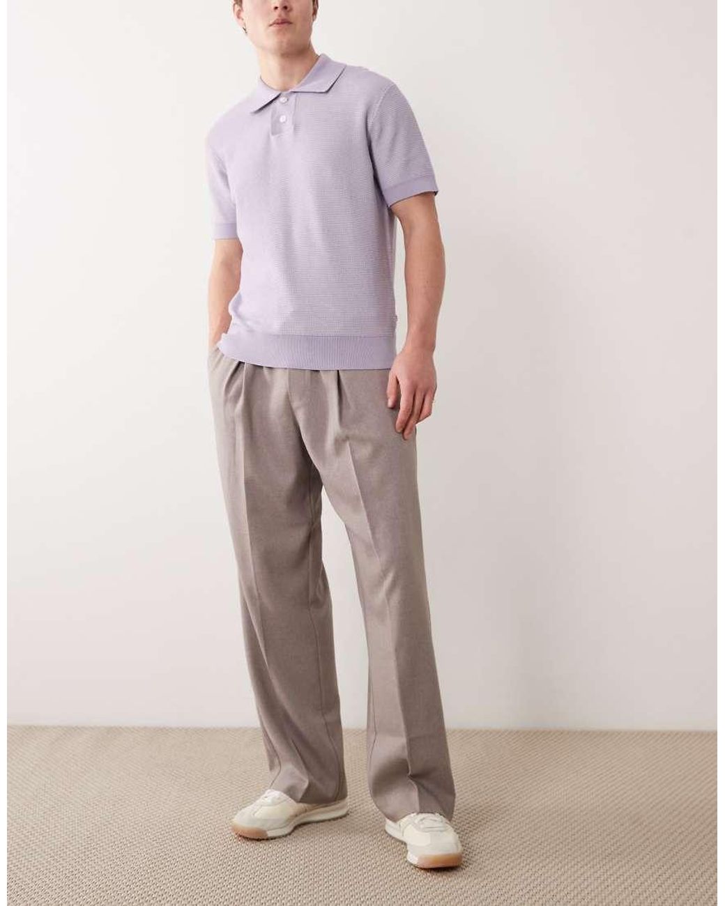 ASOS Brown Tailored Pull On Wide Leg Trousers for men