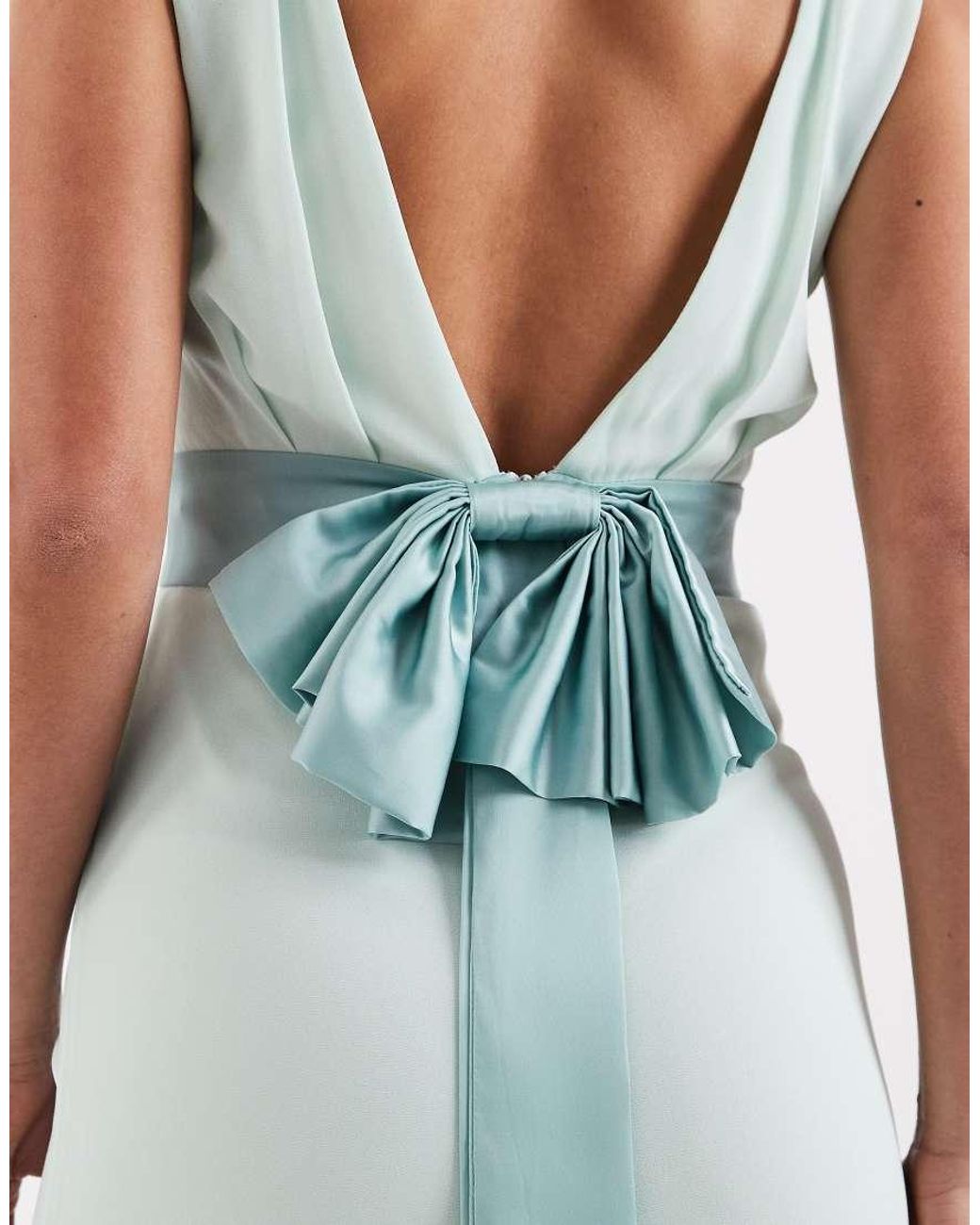 TFNC London Blue Bridesmaids Chiffon Maxi Dress With Satin Bow