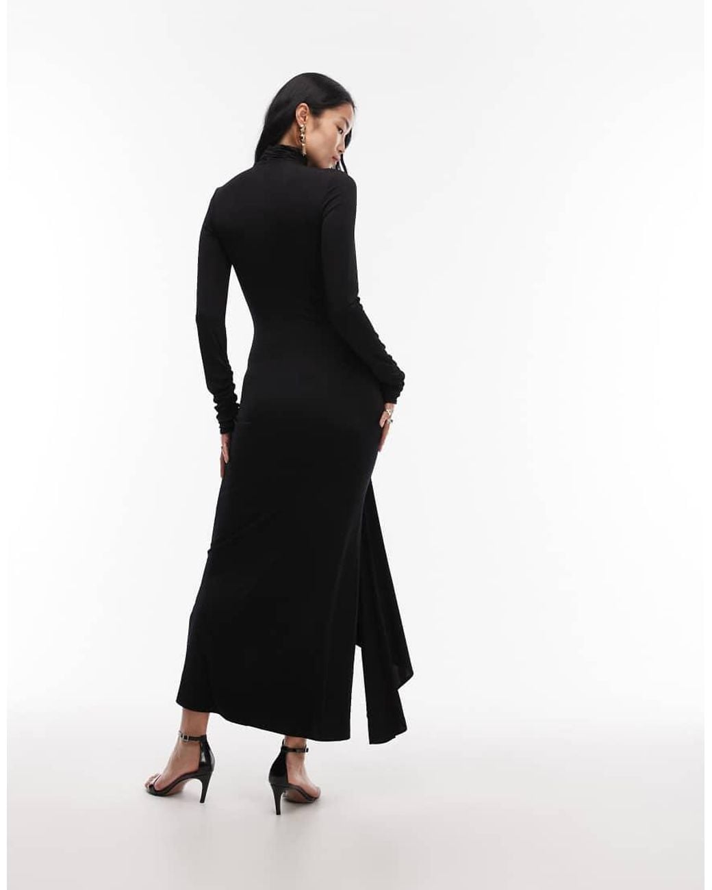 & Other Stories White Maxi Dress With High Neck And Drape Sheaf Detail