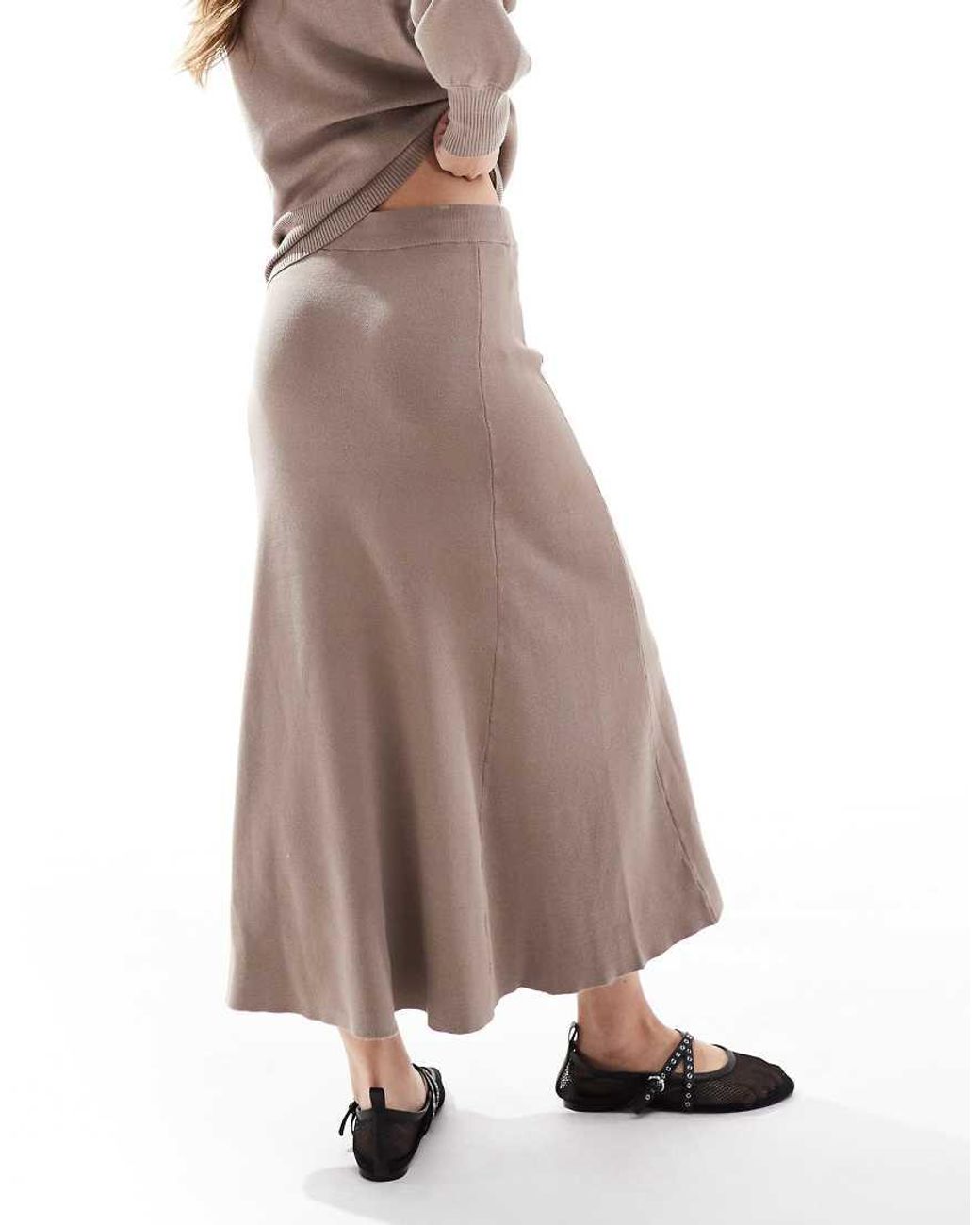 Y.A.S Natural Knitted Maxi Skirt Co-ord