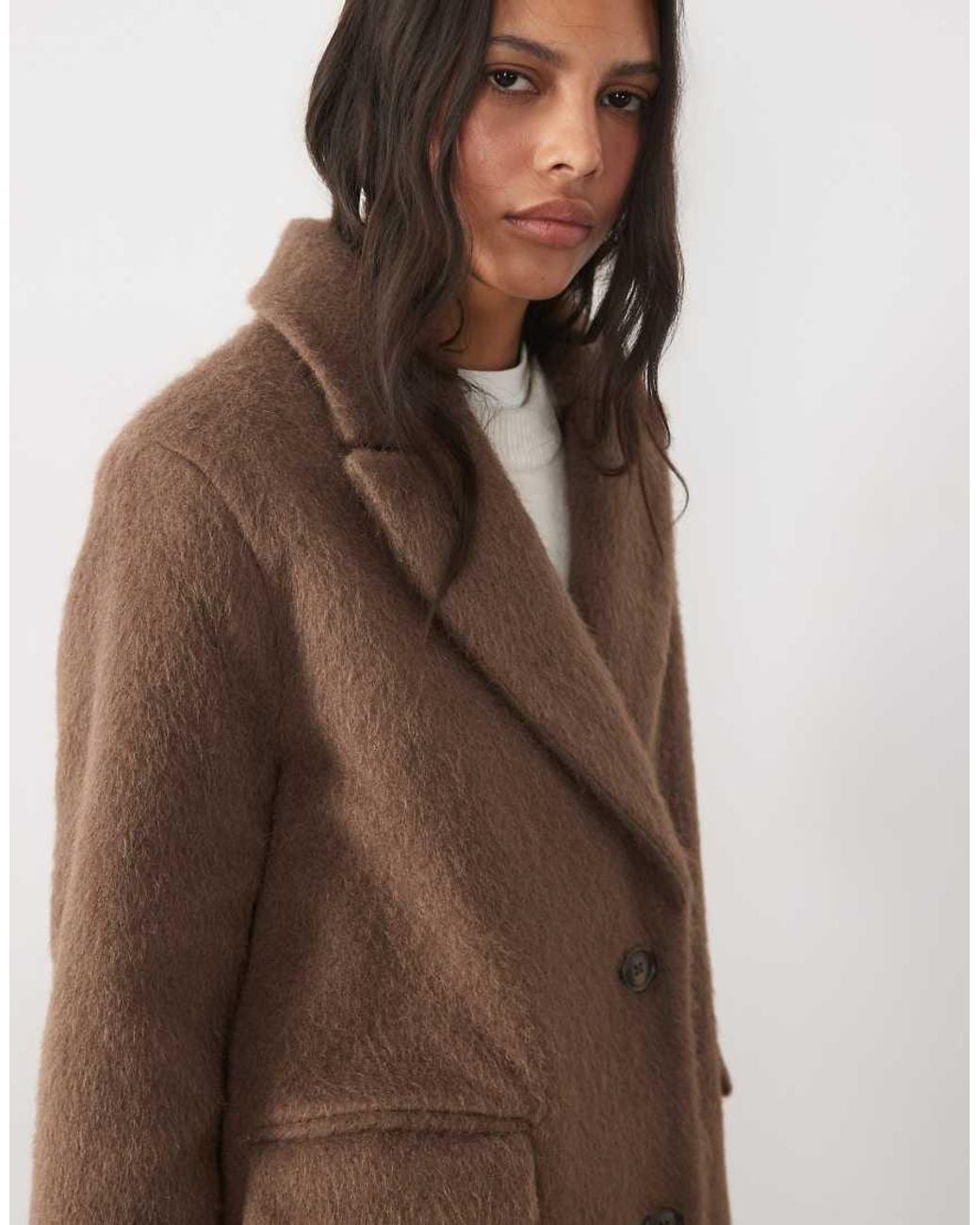 New Look Natural Brushed Longline Formal Coat