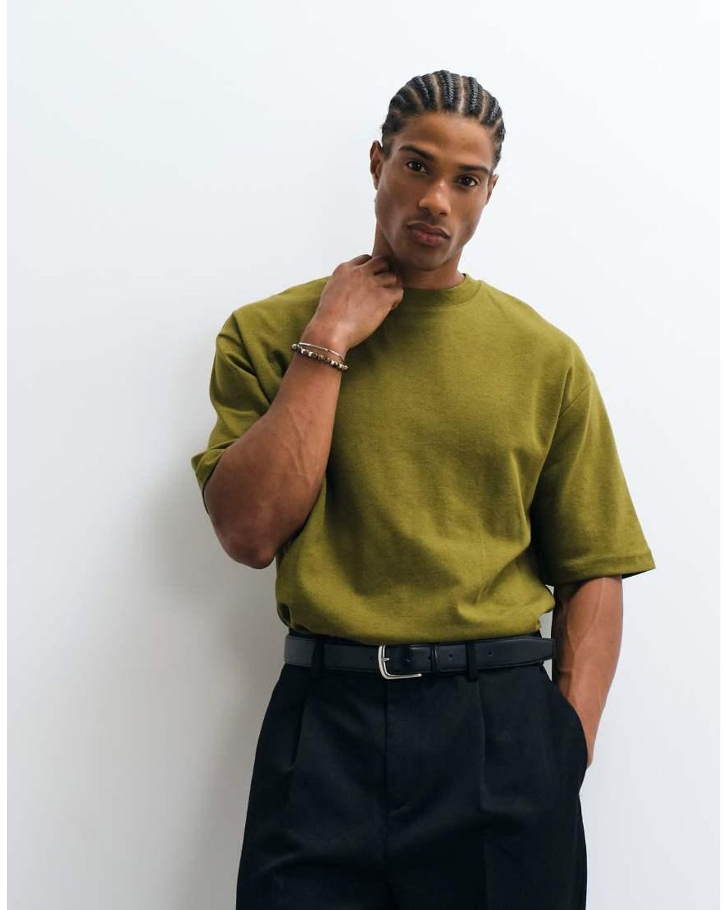 SELECTED Green Heavyweight Oversized T-shirt for men