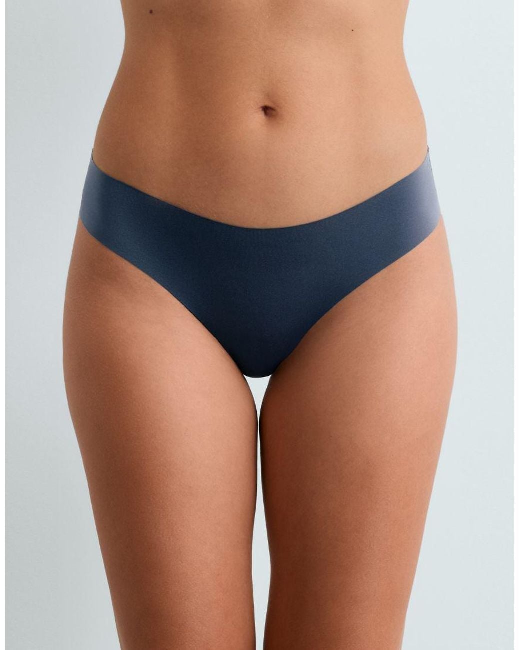 Oysho Blue 5 Brazilian Briefs Polyamide Blend Invisible Laser Cut