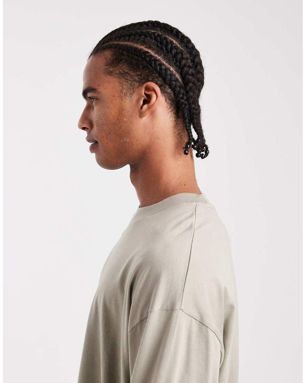 ASOS Natural Essentials Oversized Long Sleeve T-Shirt for men