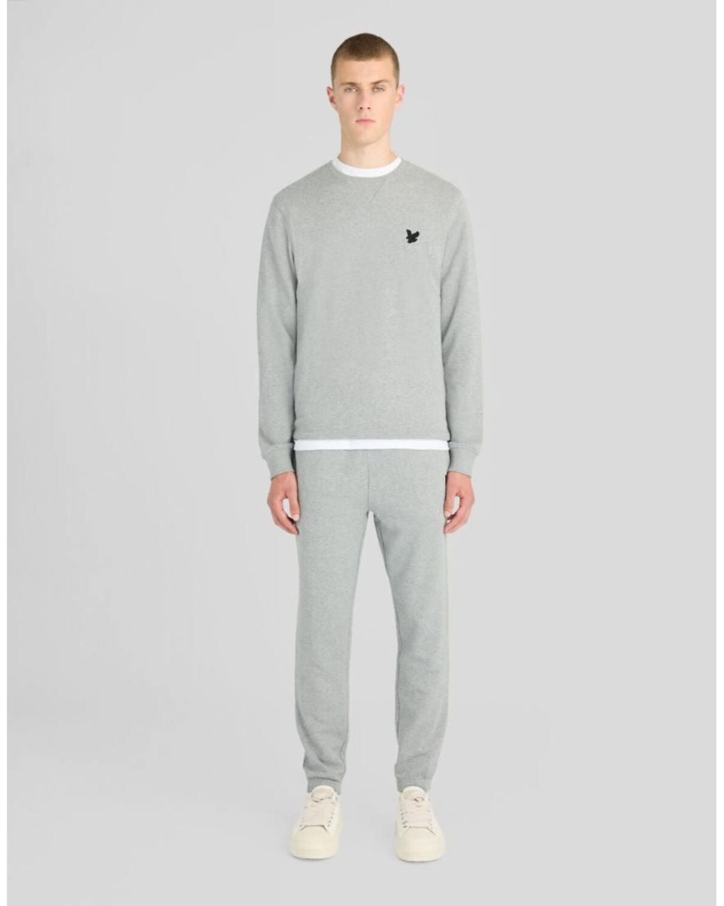 Lyle & Scott Gray Mid Layers Textured Eagle Crew Neck Sweatshirt for men