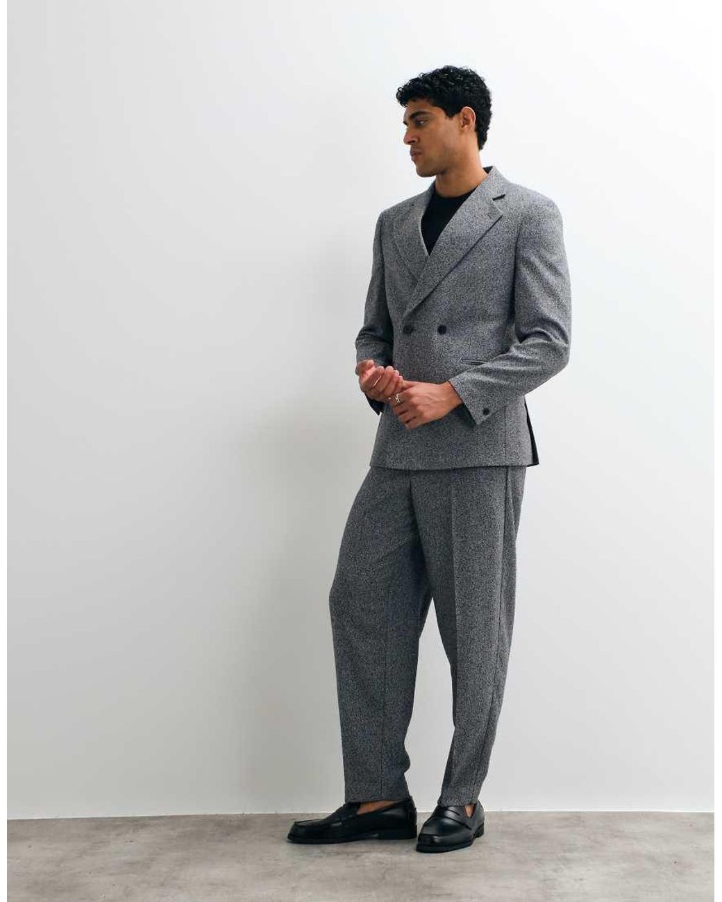 ASOS Gray Slim Double Breasted Suit Jacket for men
