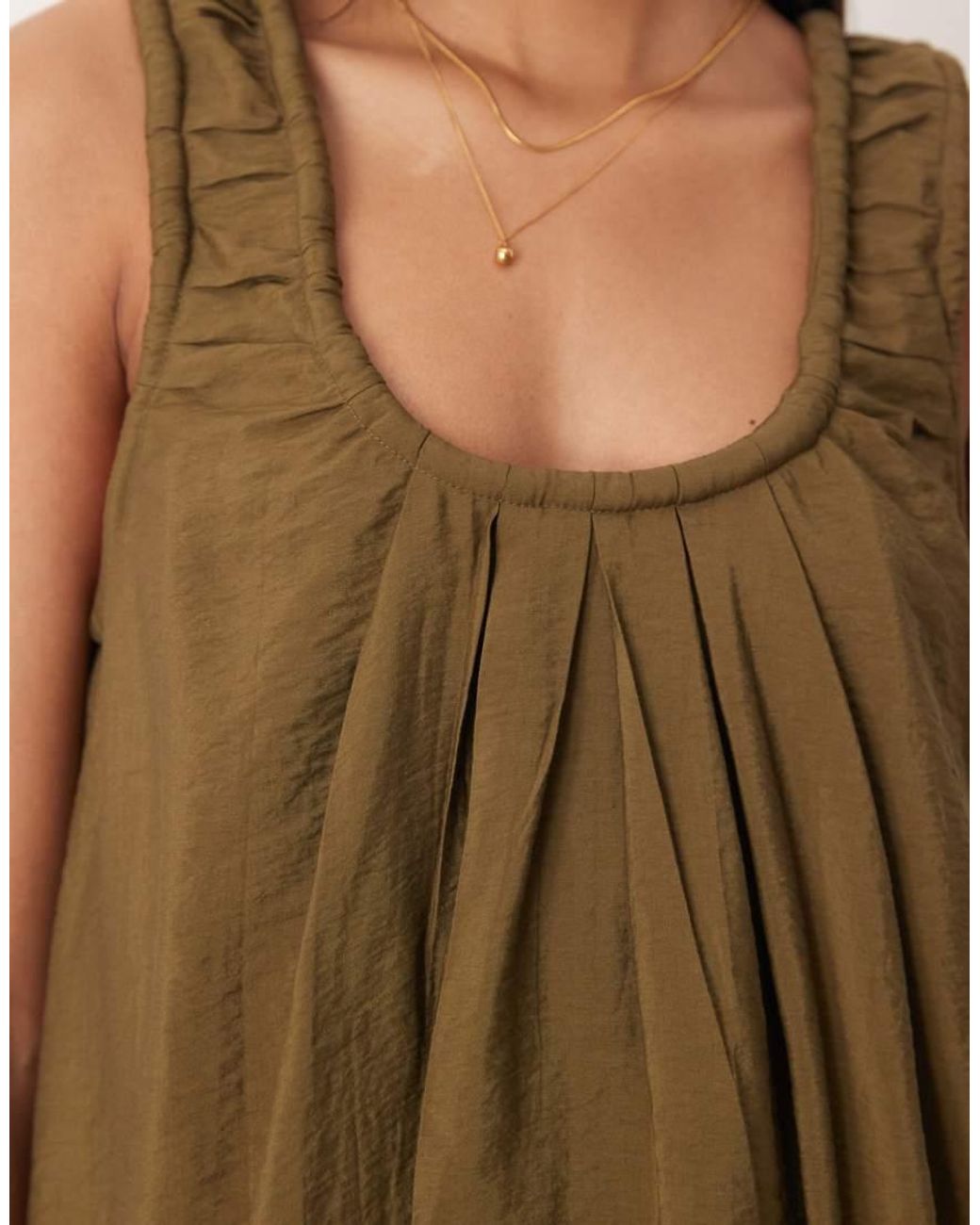 ASOS Green Ruched Neck Mini Sundress