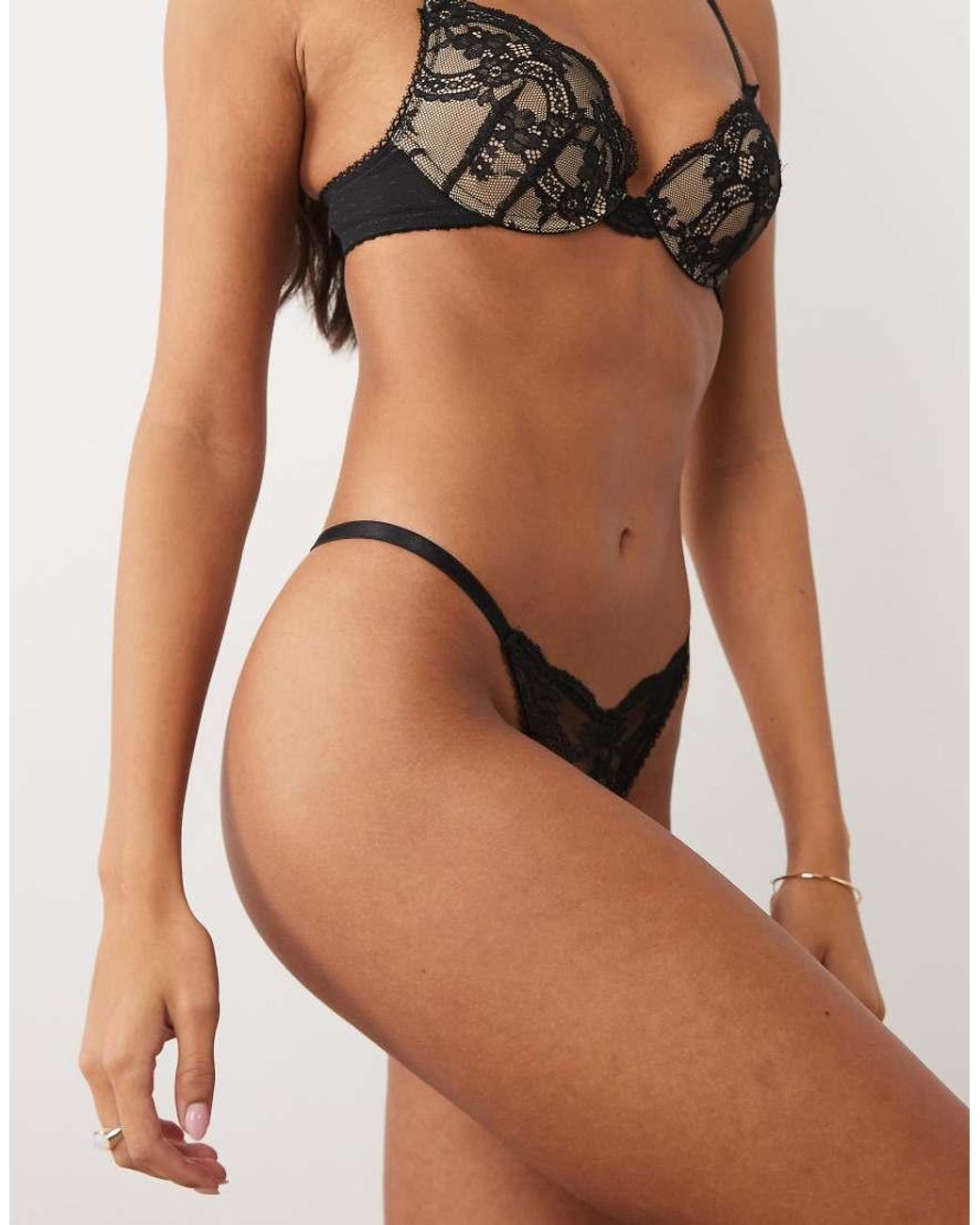 ASOS Brown Lola Lace Tanga Thong With T Back