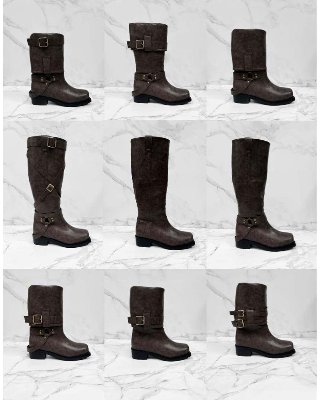 GIA STUDIOS Black Multi Way Knee Ankle Removable Straps Boots