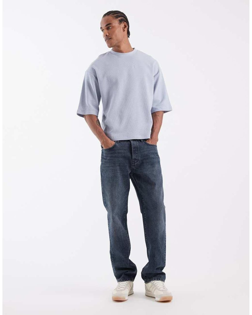ASOS Blue Boxy Oversized T-shirt With Half Sleeve for men