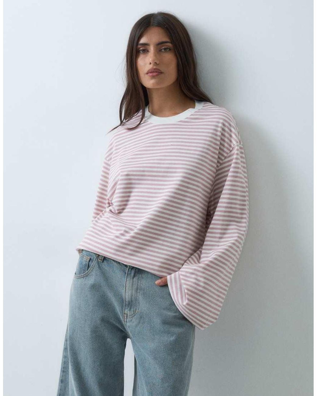 Gina Tricot Red Long Sleeve Relaxed Fit Long Sleeve Tee