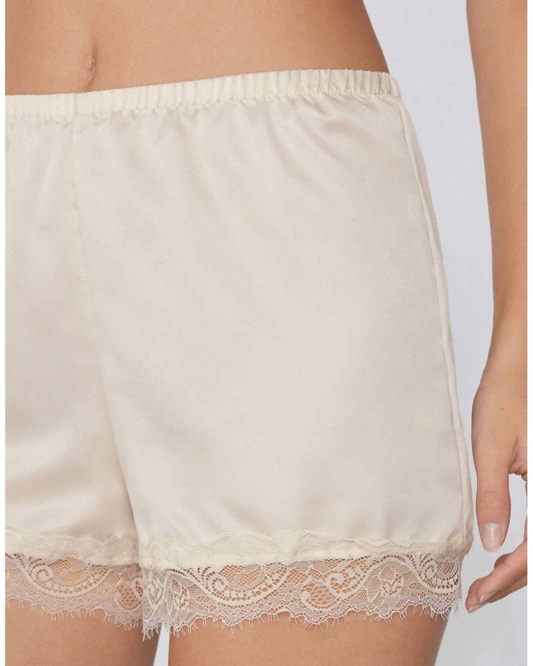 Tezenis Natural Satin And Lace Shorts