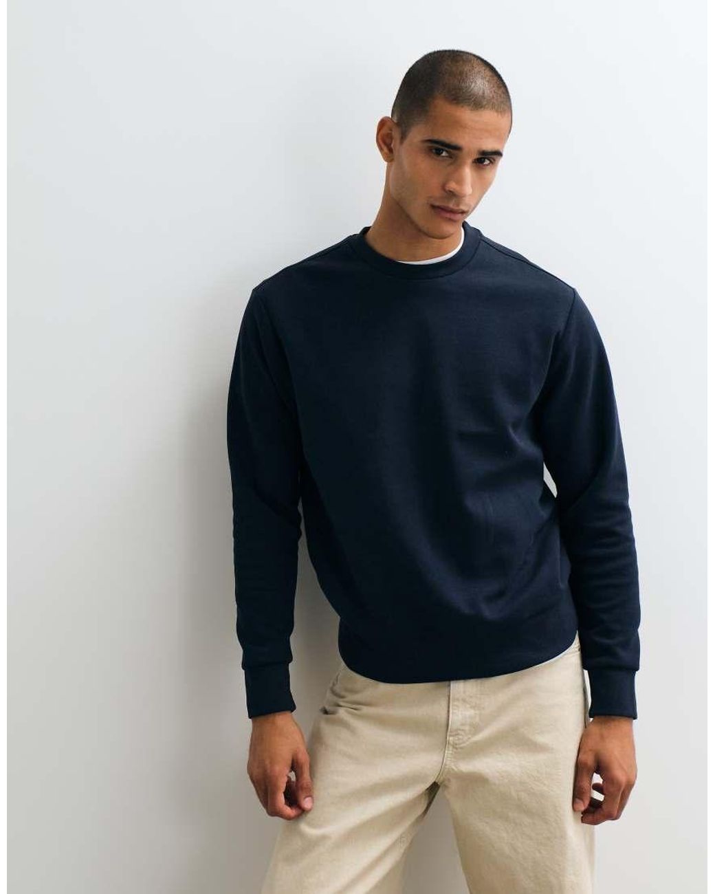Mango Blue Cotton Rich Sweatshirt for men