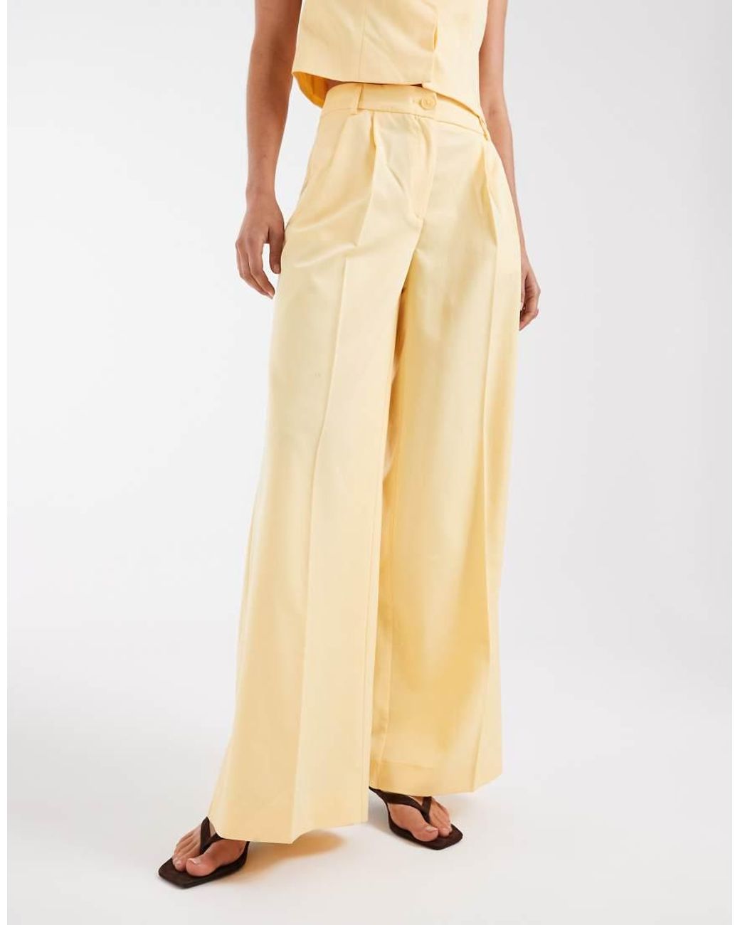 Vero Moda Natural Tailored Pleat Front Wide Leg Co-ord