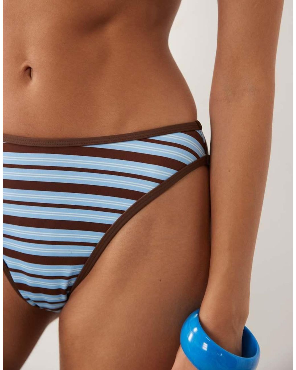 4th & Reckless Natural Contrast Binding High Leg Bikini Bottoms Co-Ord