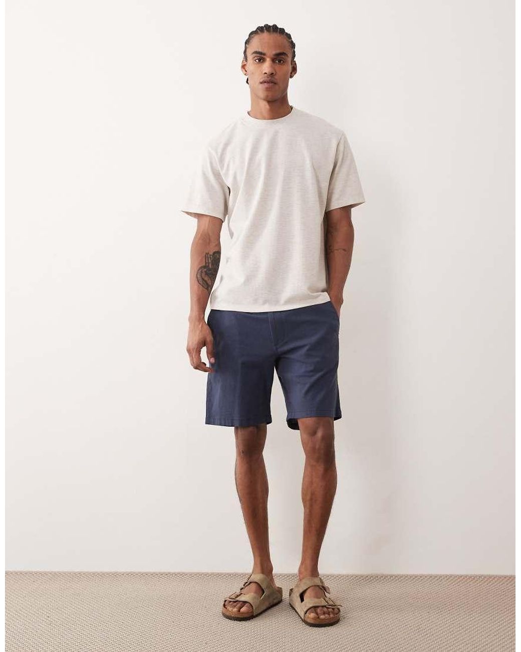 Jack & Jones Blue Linen Mix Shorts for men