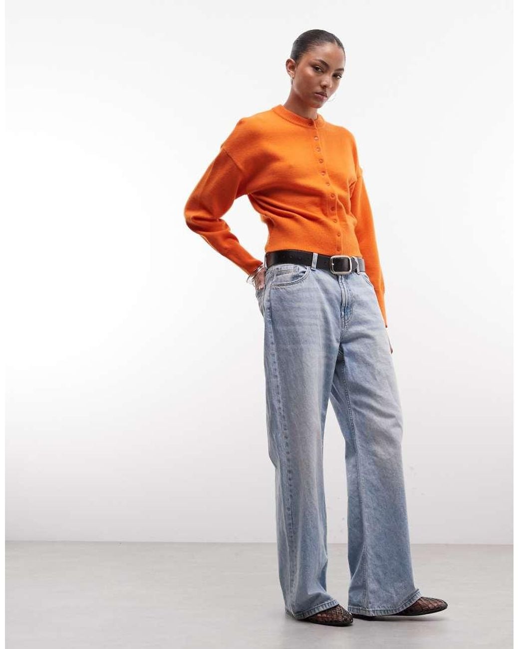 Daisy Street Orange Fitted Waist Cardigan