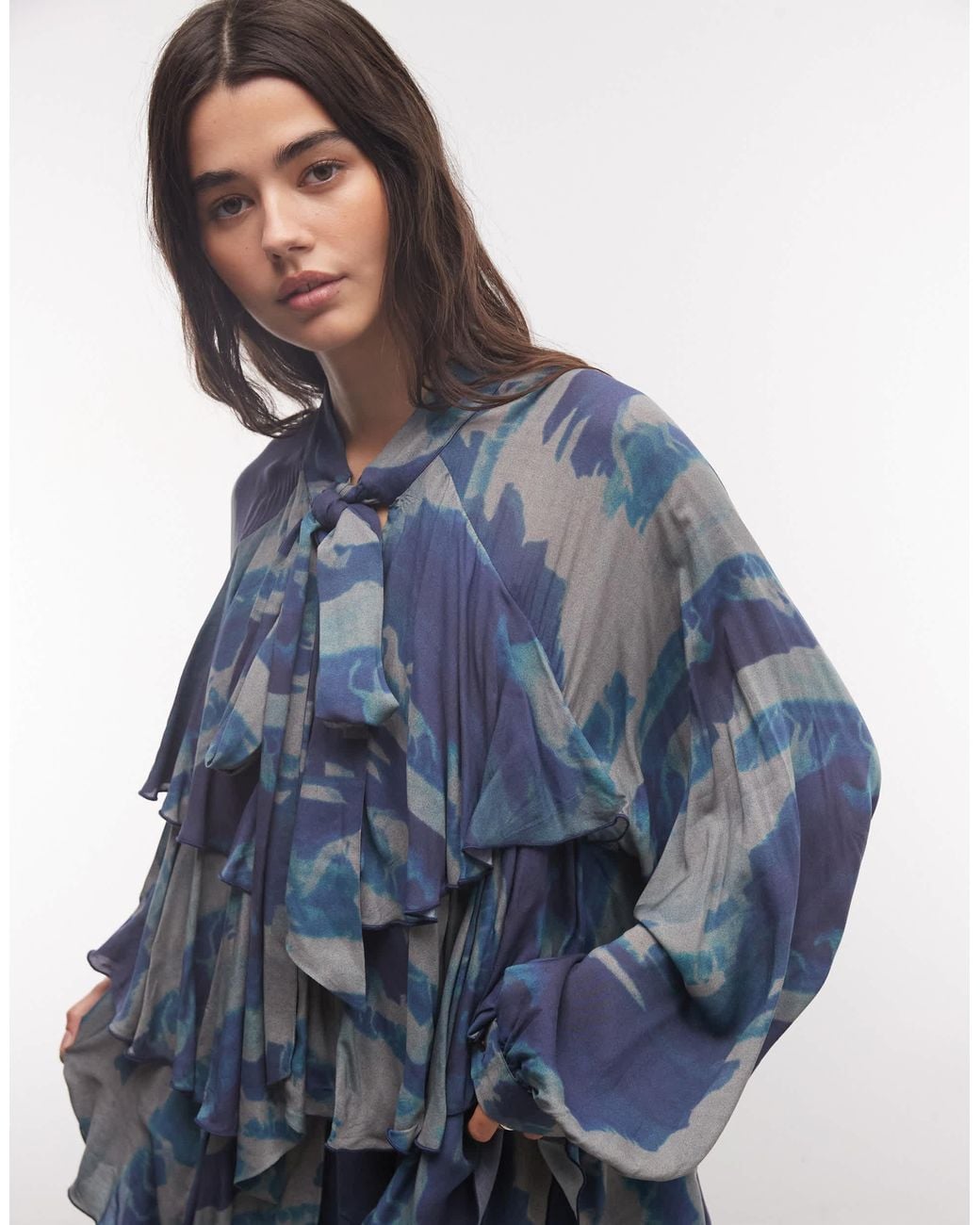 Muse Assembly Blue Muse Asseembly Boho Tiered Ruffle Mini Dress
