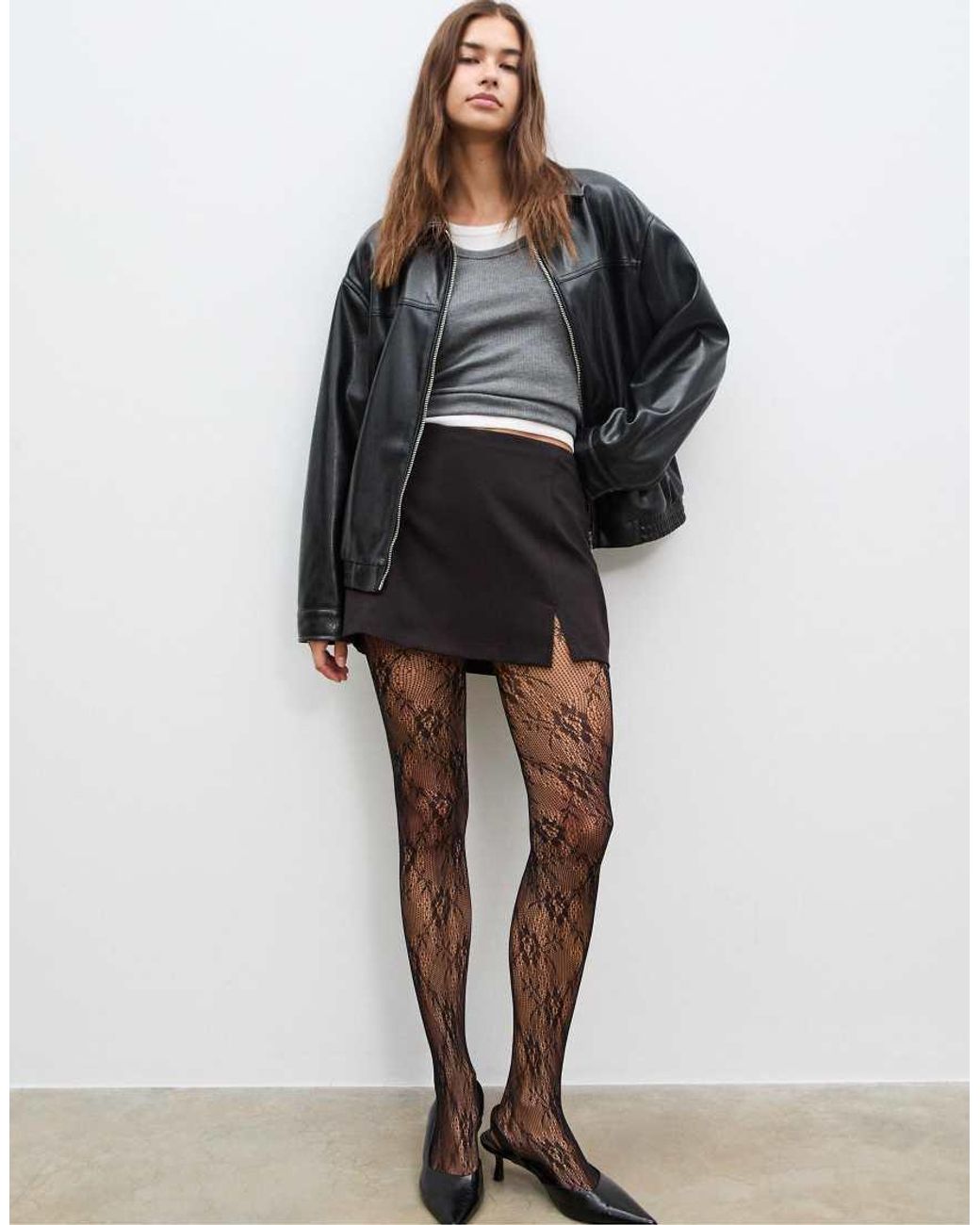 Stradivarius Black Kitten Heel Slingback