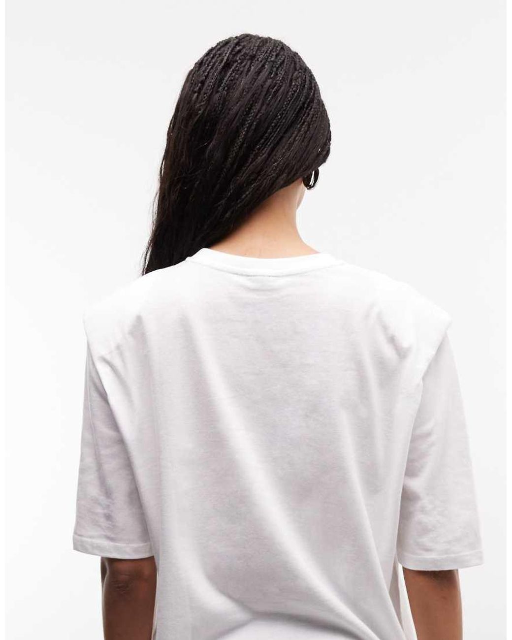 ASOS White Regular Fit Tee With Sharp Shoulder Pad Detail