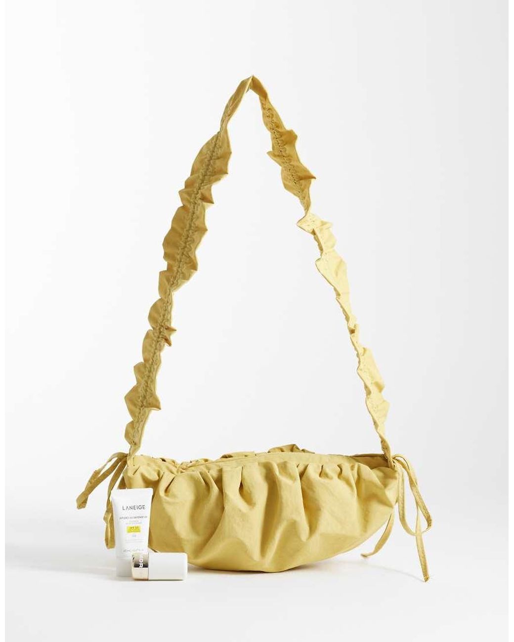 ASOS Metallic Nylon Ruched Adjustable Crossbody Shoulder Bag