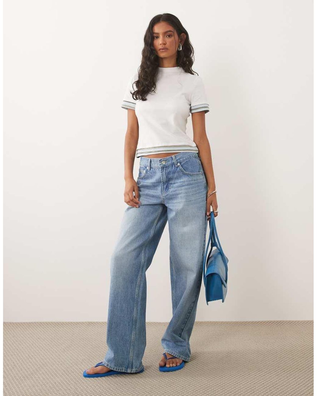ASOS White Short Sleeve Double Layer Top