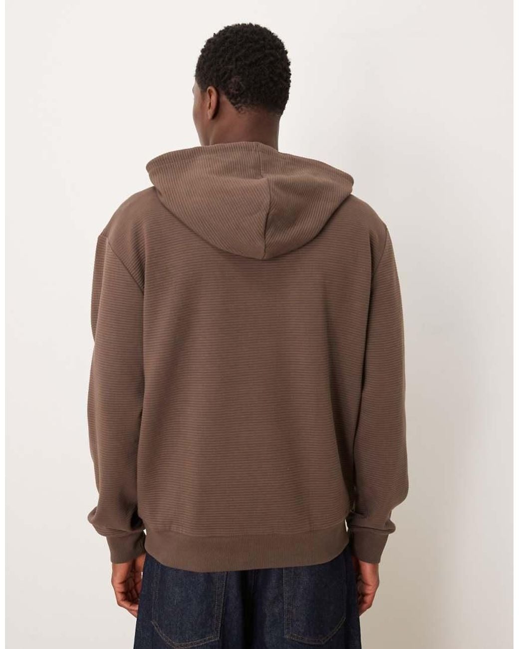 ASOS Brown Heavyweight Relaxed Zip Through Hoodie for men