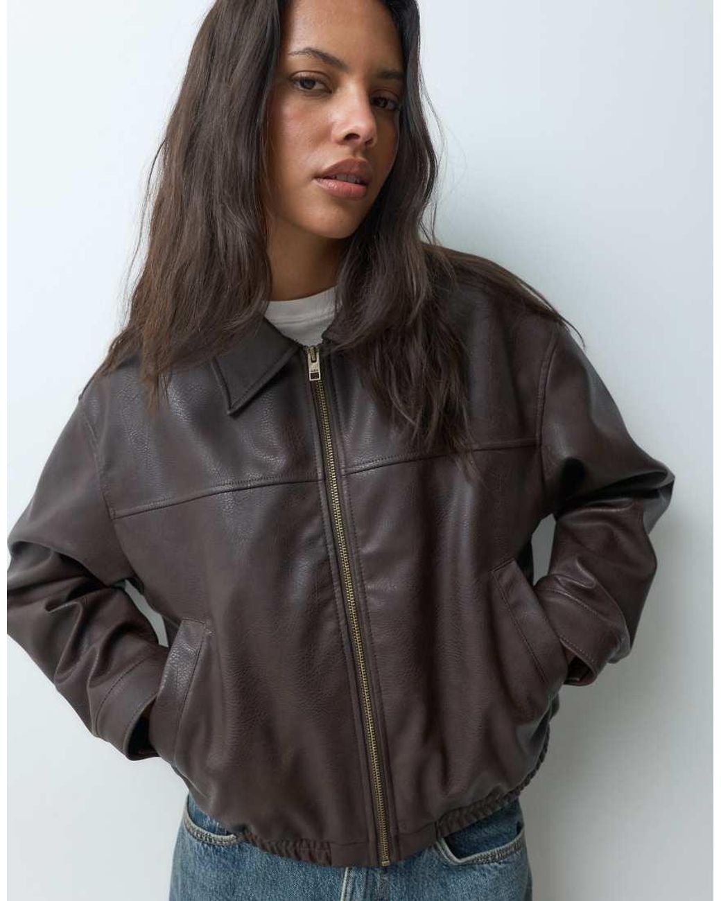 JJXX Black Faux Leather Bomber Jacket