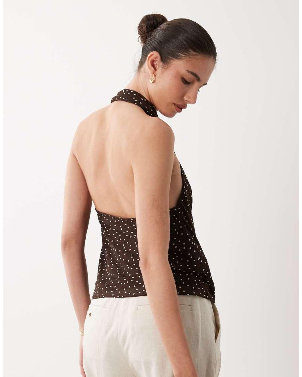 Mango Brown Tie Detail Tank Top
