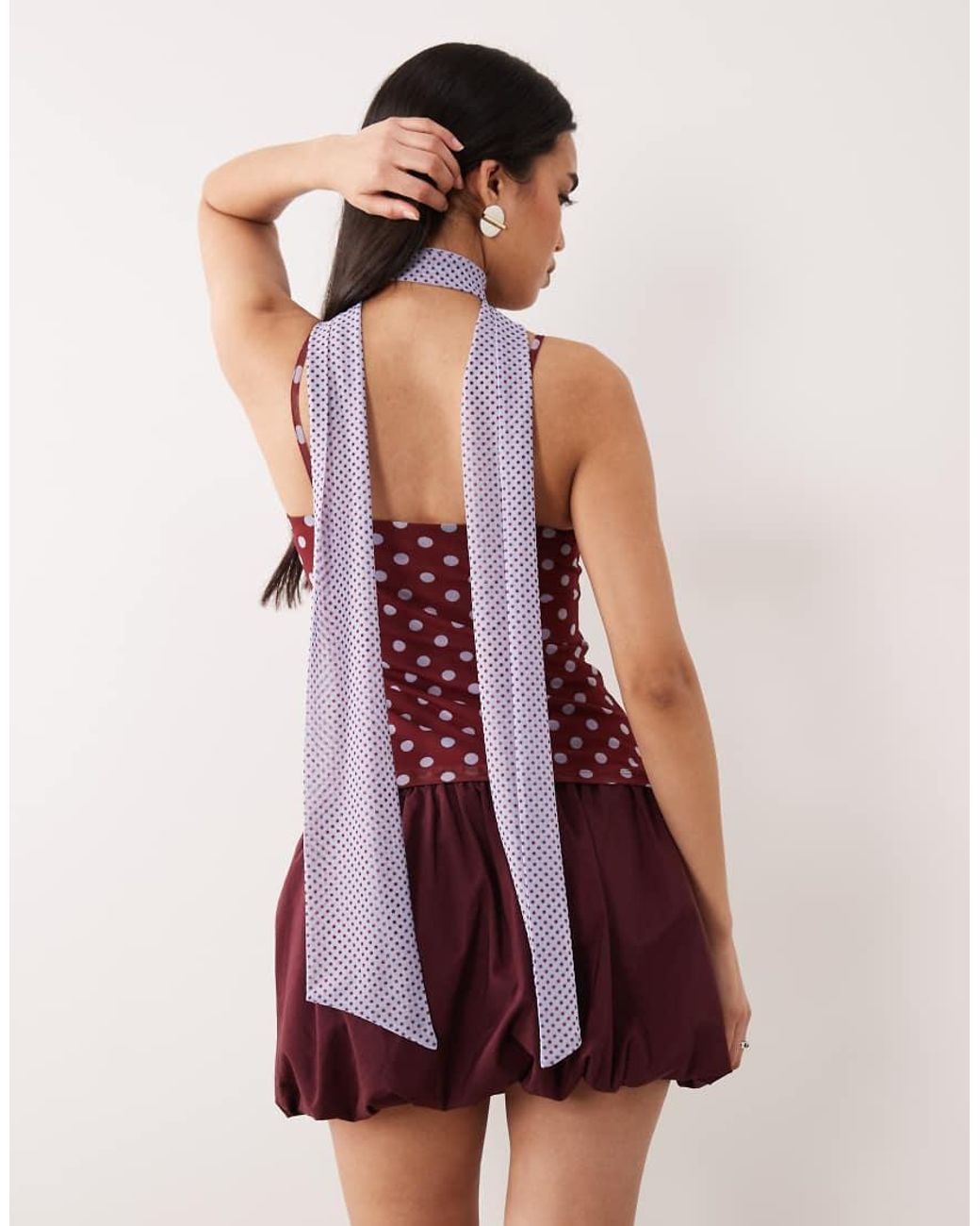 ASOS Red Printed Mesh Scarf Cami Top
