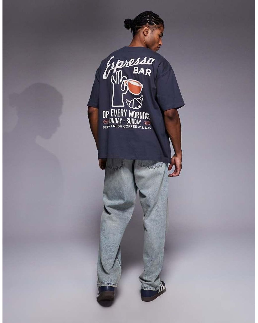 ASOS Blue Oversized T-shirt With Food Graphic for men