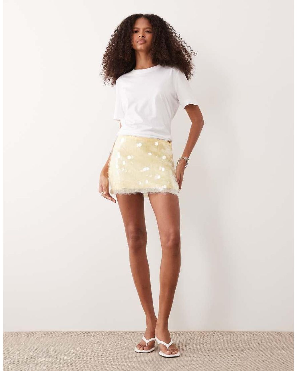 SNDY'S Natural Disc Sequin Mini Skirt