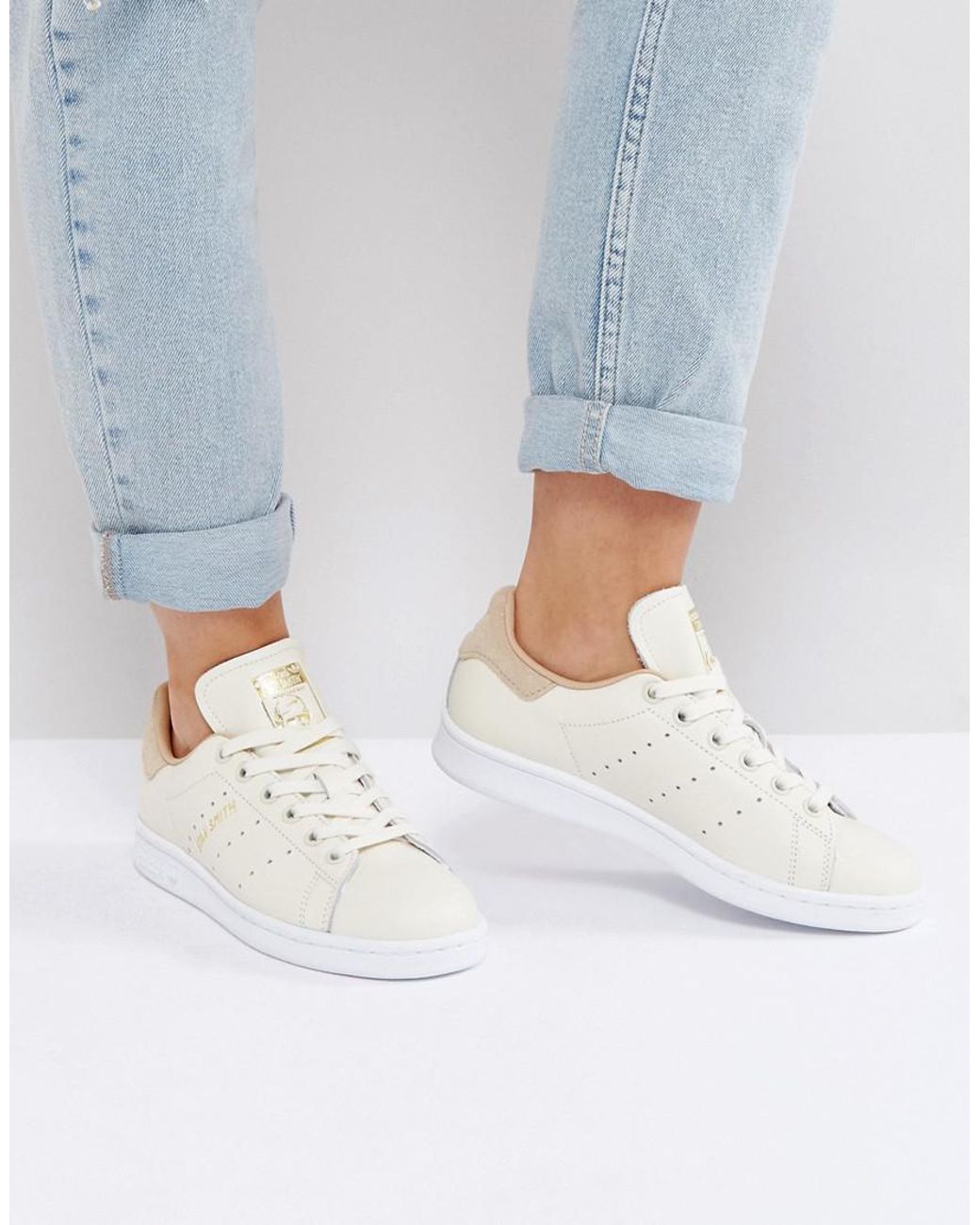 adidas Originals Originals Off White Stan Smith Sneakers With Tan Trim |  Lyst