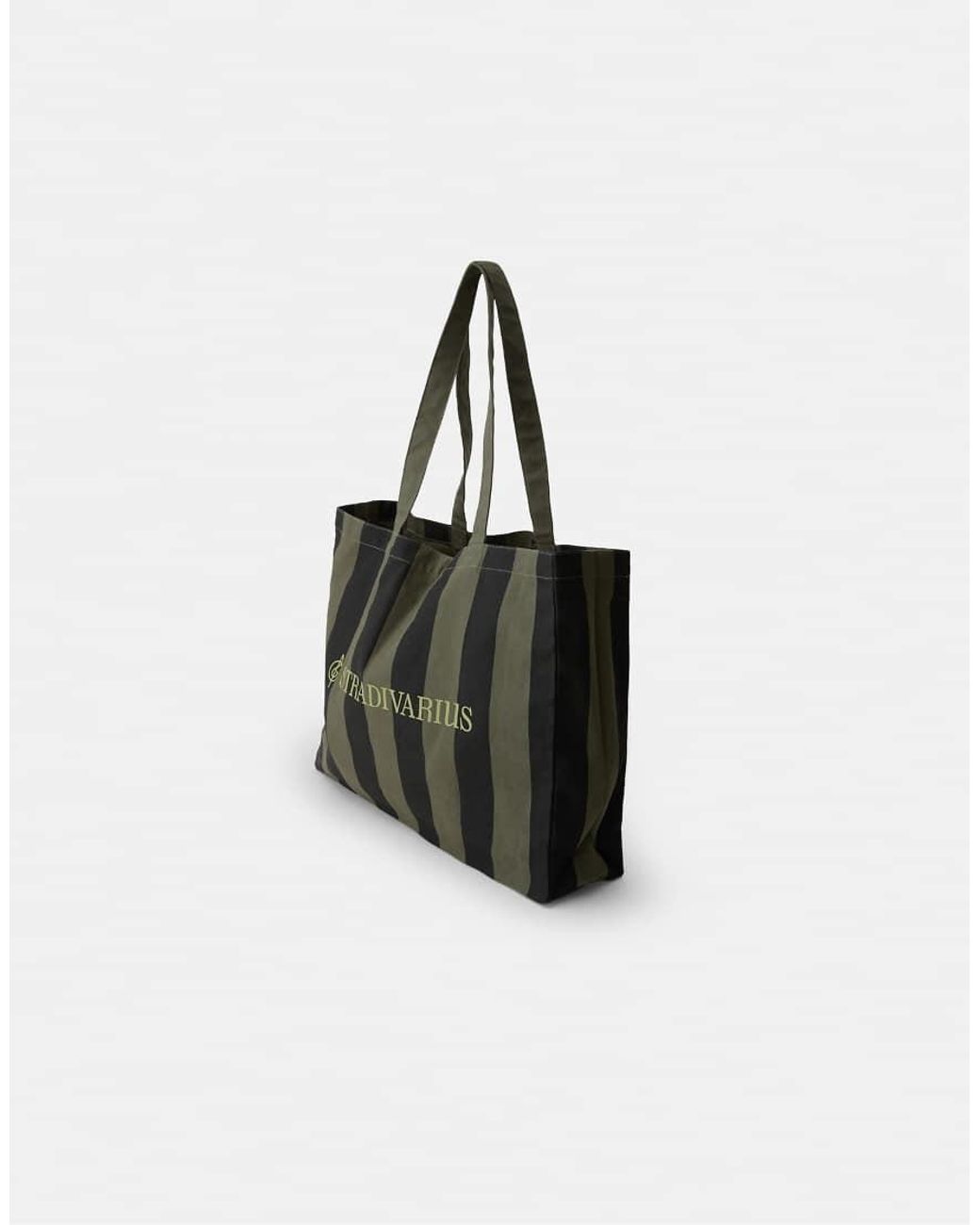 Stradivarius Black Striped Tote Bag