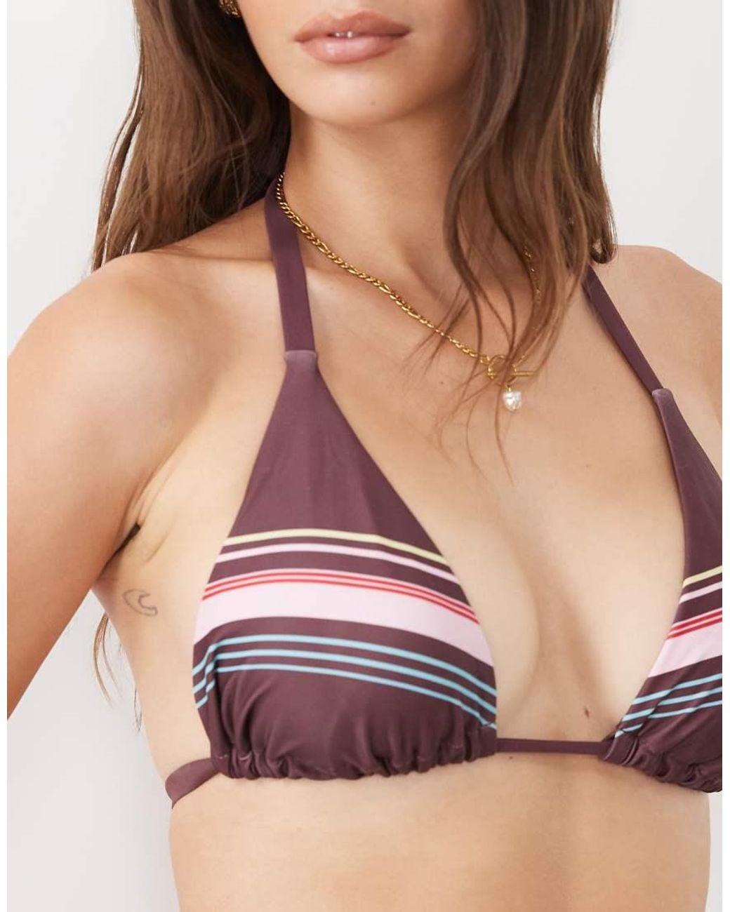 ASOS Brown Fuller Bust Skylar High Apex Triangle Bikini Top