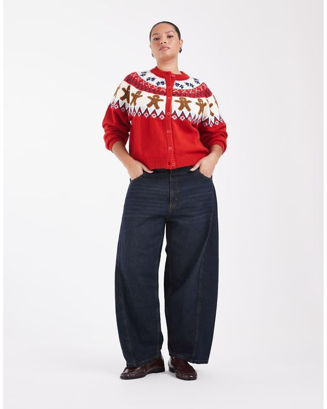 ASOS Red Asos Design Curve Christmas Gingerbread Cardigan