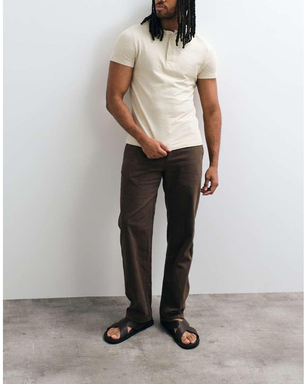 Mango Brown Relaxed Trouser for men
