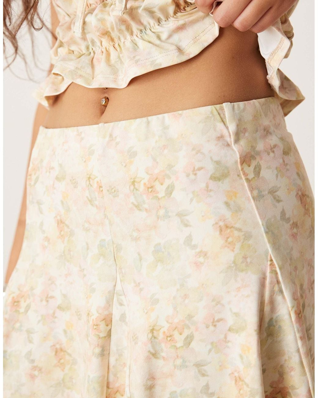 ASOS Natural Flippy Godet Mini Skirt