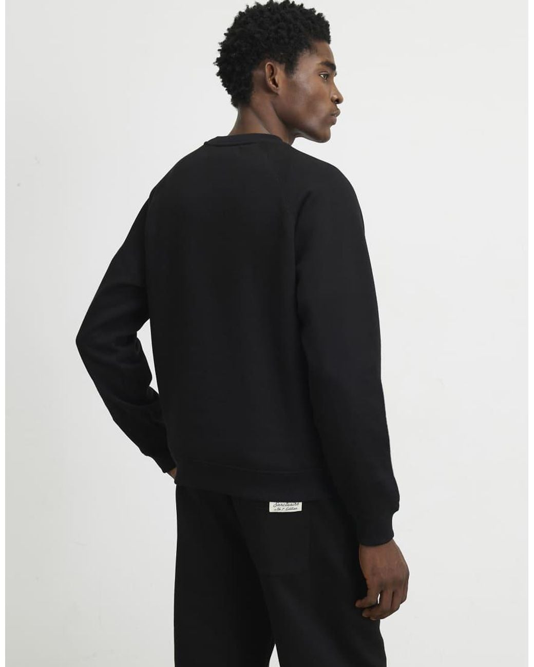 River Island Black Regular Fit Sanctuaire Sweatshirt for men