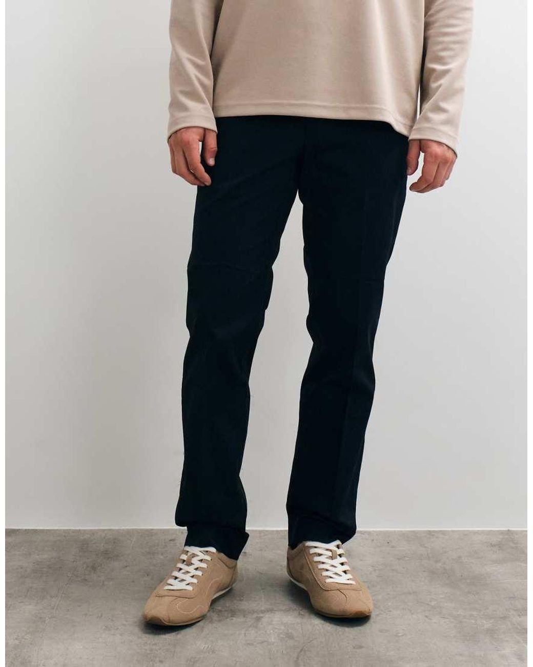 Mango Blue Cotton Rich Tailored Tapered Trouser for men