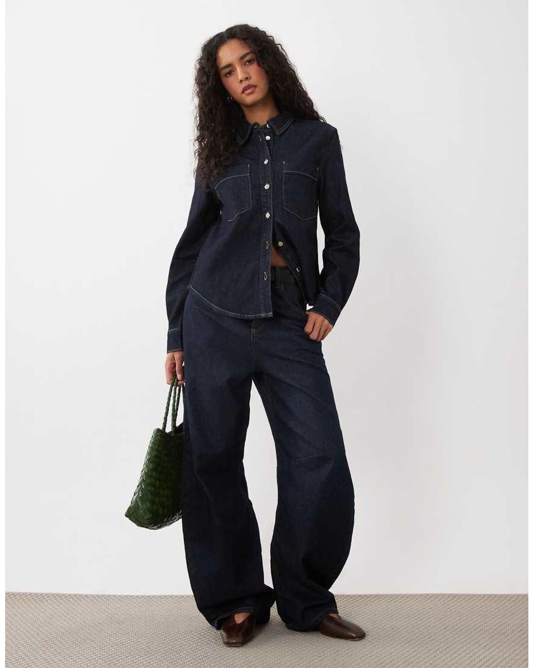 Mango Blue Classic Denim Shirt
