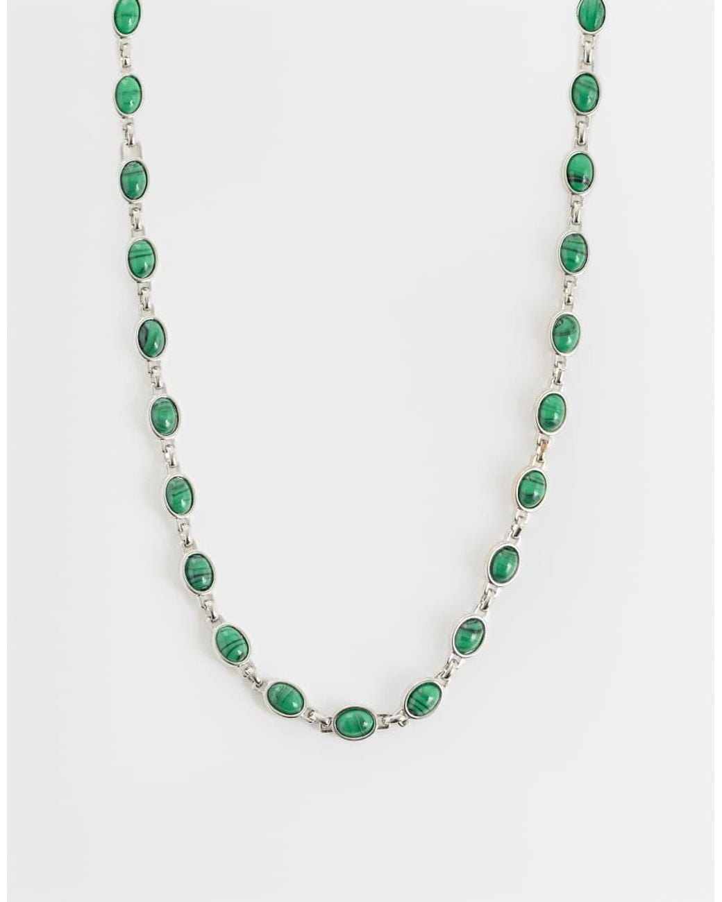 Reclaimed Vintage Blue And Malachite Neck Chain