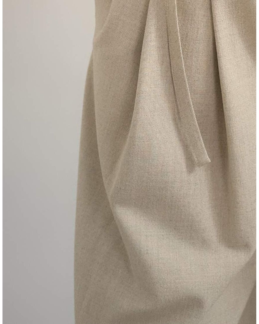 TOPSHOP Natural Belted Pleated Cropped Wide Leg Trouser