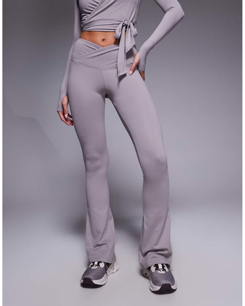 4505 Purple Icon Wrap Waist Slim Kick Yoga legging