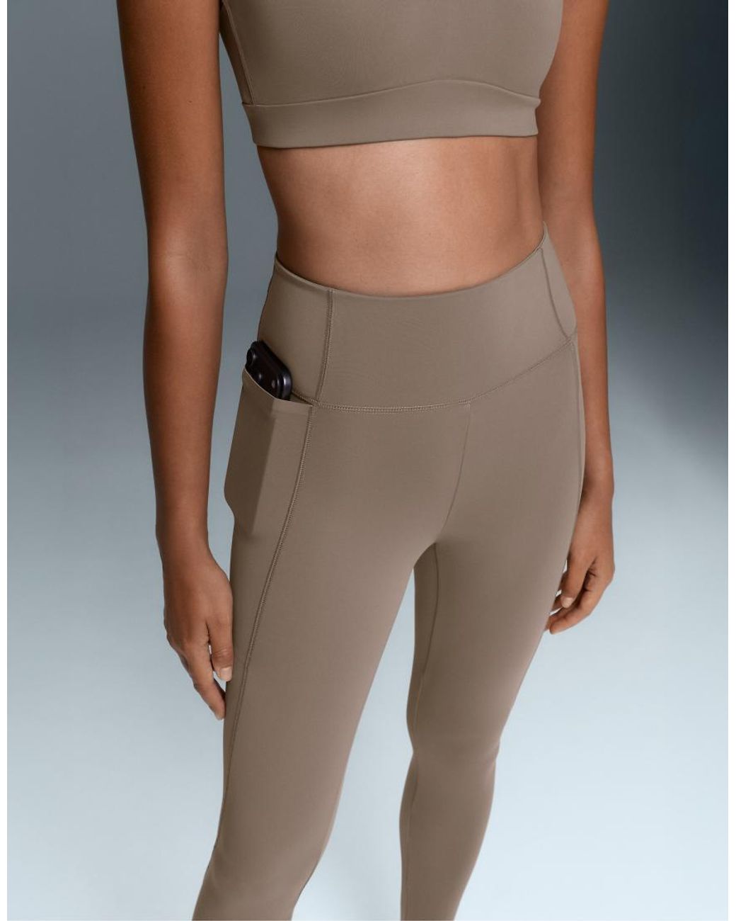 Oysho Gray Rapid Dry High-Rise Pocket Leggings