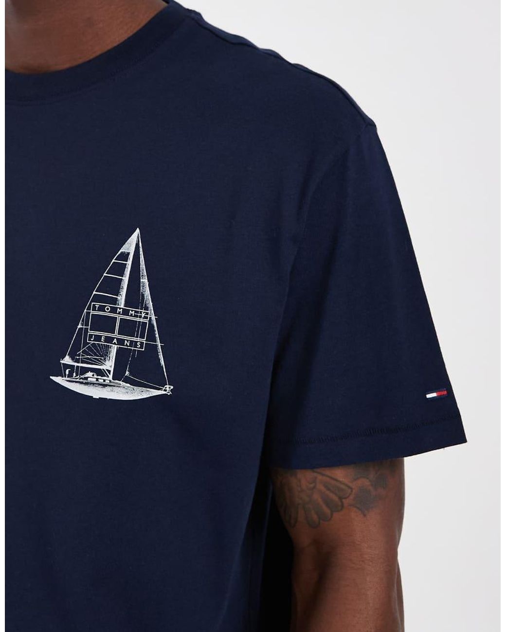Tommy Hilfiger Blue Sailboat Back Print Relaxed Fit T-Shirt for men