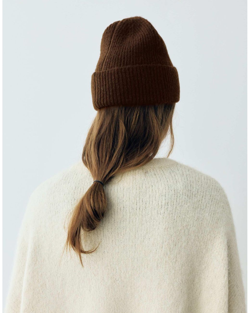 Pull&Bear Brown Gerippte strickmütze